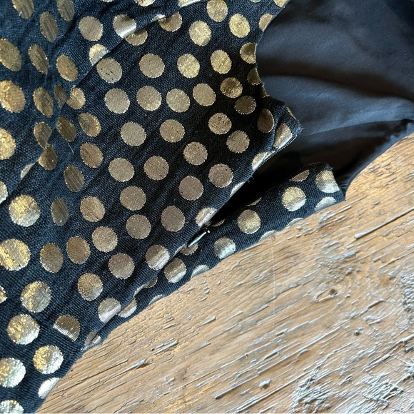 Metallic Gold & Black Polka Dot Party Dress - Picture 5 of 6